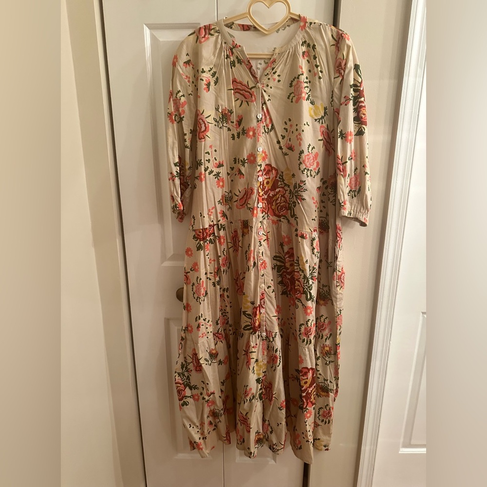 NWOT Khaadi Floral Tiered Cotton-Blend Maxi Dress. Size S can fit up to a M. - Picture 5 of 9